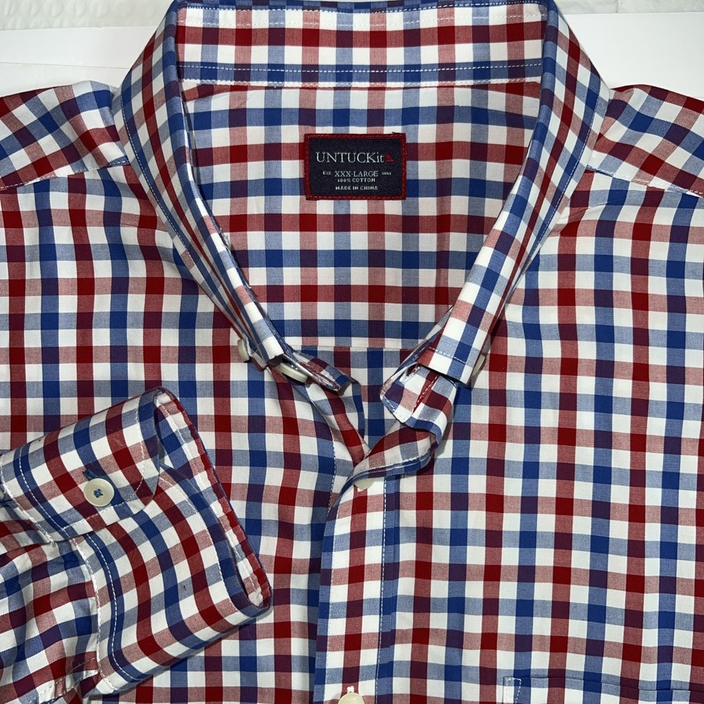 UNTUCKit Men's Long Sleeve Size XXXL Regular Fit Red/White/Blue Shirt